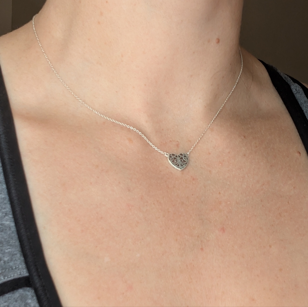 Elegant Tiffany's Silver Heart Pendant Necklace